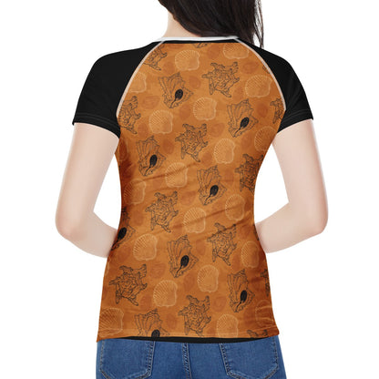 Sea Shell Ocean Design in Orange Women's All-Over Print T shirt