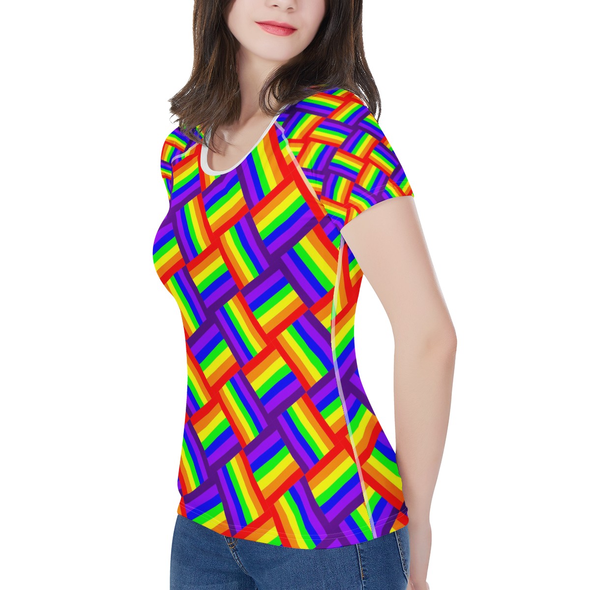 Rainbow Weave Women's All-Over Print T shirt