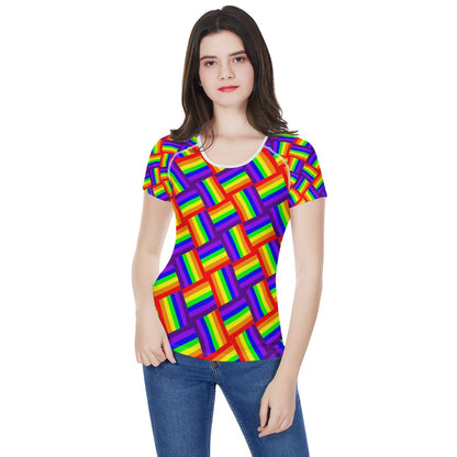 Rainbow Weave Women's All-Over Print T shirt