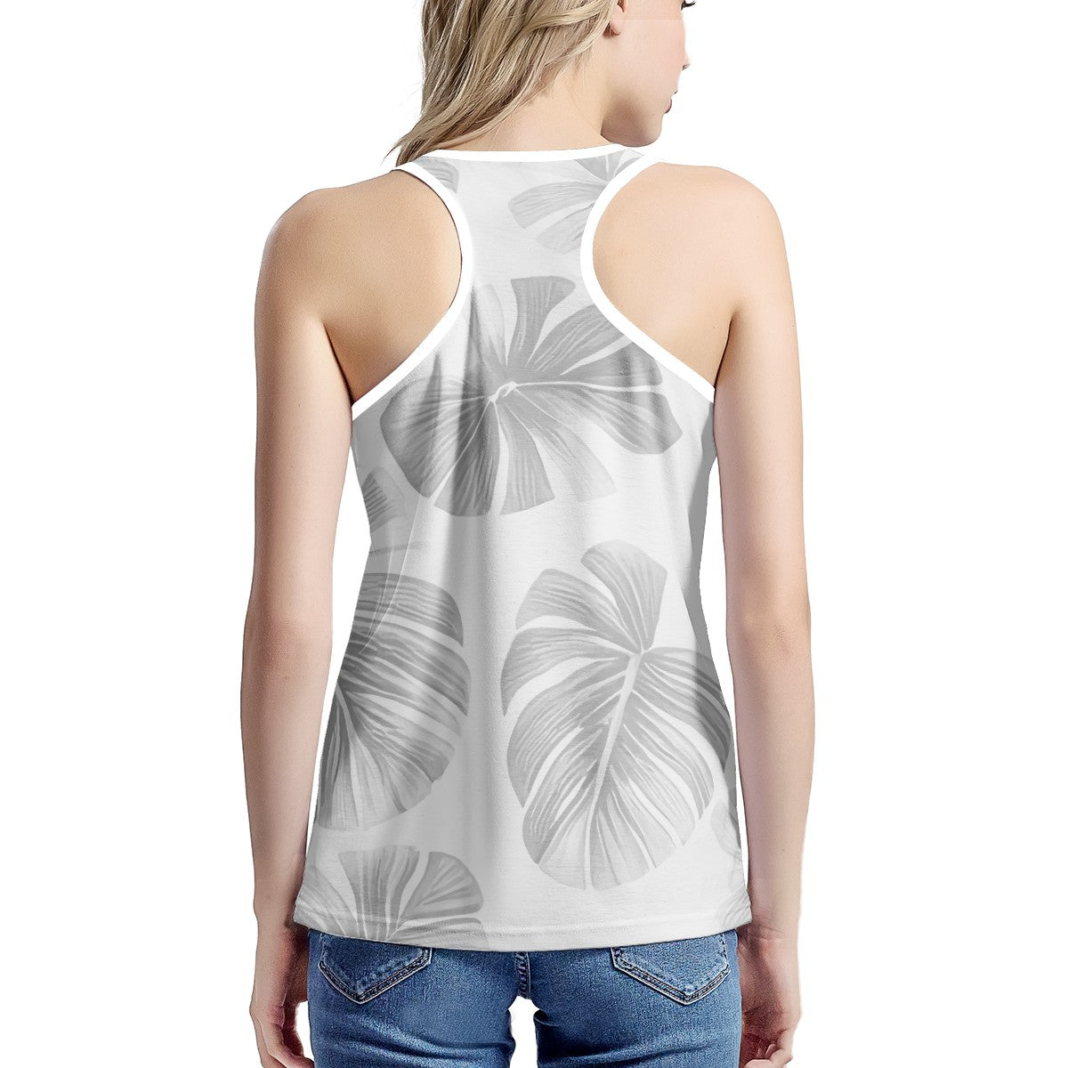 White Monstera Women's I-shaped Tank