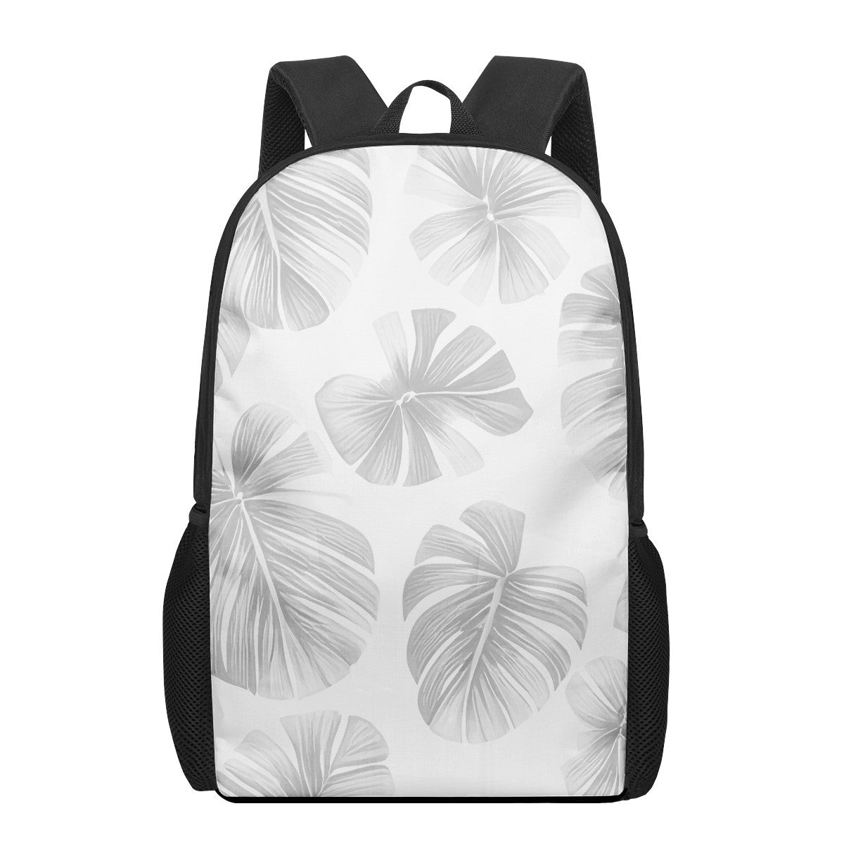White Monstera Kids Black Chain Backpack