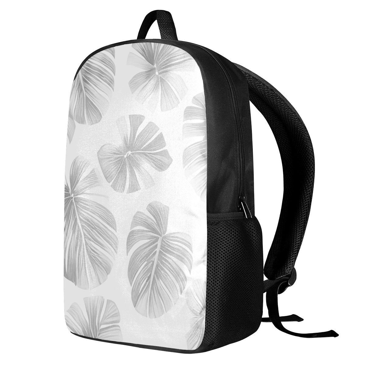 White Monstera Kids Black Chain Backpack