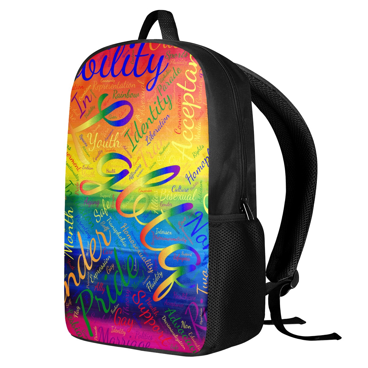 LGBTQ Word Cloud Kids Black Chain Backpack