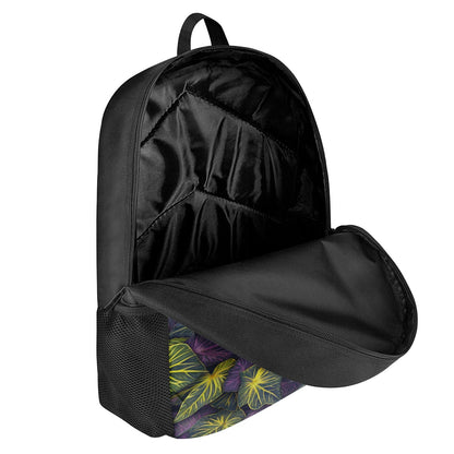 Luxtrini Iridescent Syngonium: Purple and Yellow Kids Black Chain Backpack