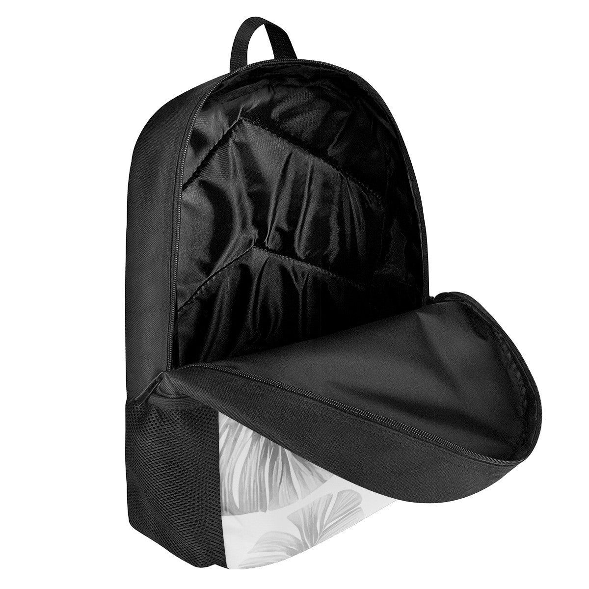 White Monstera Kids Black Chain Backpack