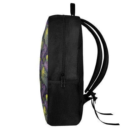 Luxtrini Iridescent Syngonium: Purple and Yellow Kids Black Chain Backpack