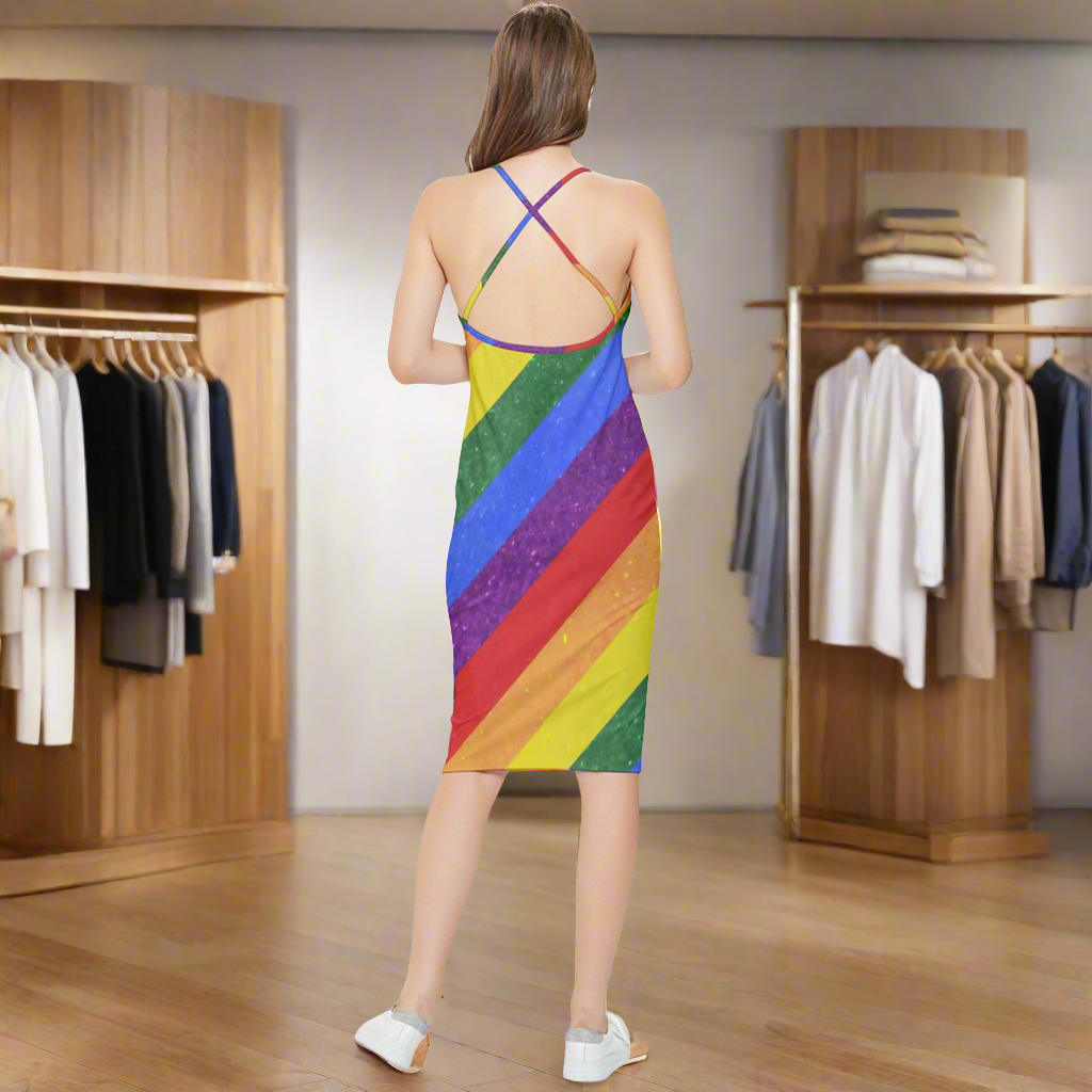 Rainbow Pride | Gay Pride | LGBTQ Pride | Bodycon Cross Back Summer Dress