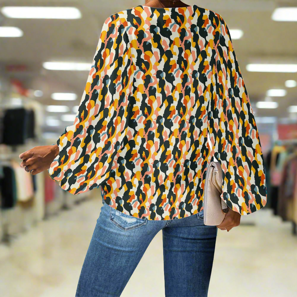 V-Neck Chiffon Puff Sleeve Blouse – Celebrate Unique Expression by Luxtrini