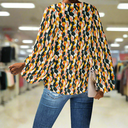 V-Neck Chiffon Puff Sleeve Blouse – Celebrate Unique Expression by Luxtrini