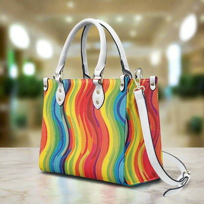 Wavy Rainbow Women's PU leather twill handbag