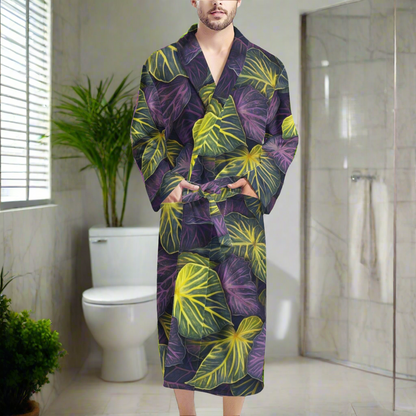 Luxtrini Iridescent Syngonium: Purple and Yellow Men's Bathrobe