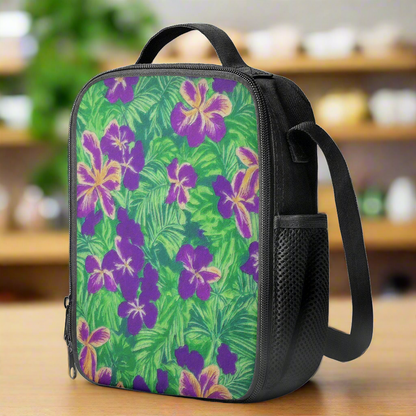 Lunch Box Bags - Blue Flag Iris on Green