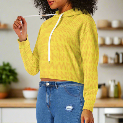 Women's midriff-baring sweatshirt - Yellow mudcloth