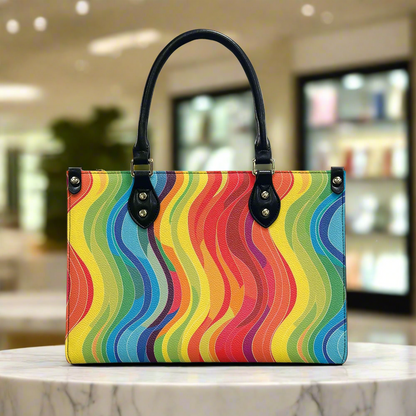 Wavy Rainbow Women's PU leather twill handbag