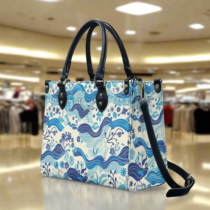 Timeless Waves: Elegant PU Leather Twill Carryall handbag