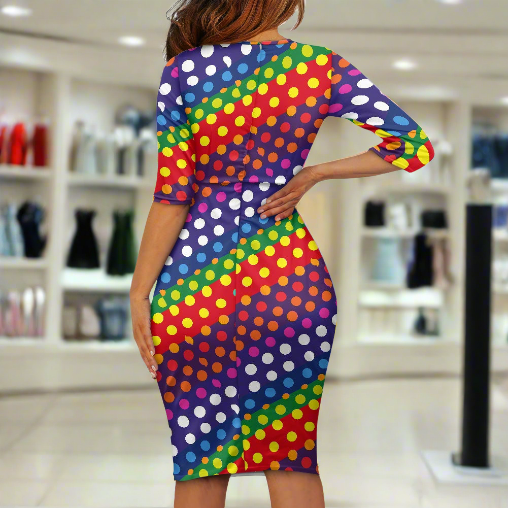 LGBTQ-Friendly Rainbow Polka Dot Bodycon Dress by Luxtrini