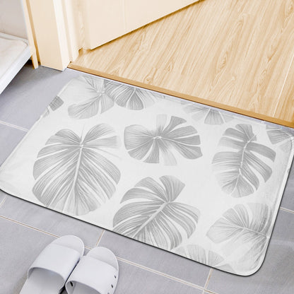 White Monstera Plush Doormat