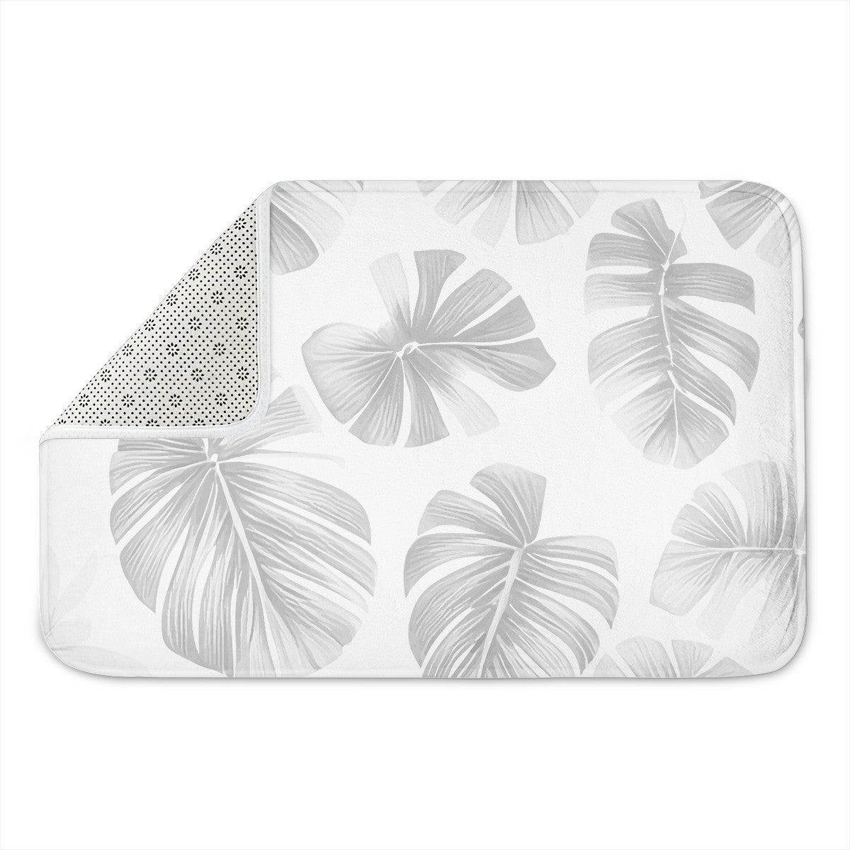 White Monstera Plush Doormat