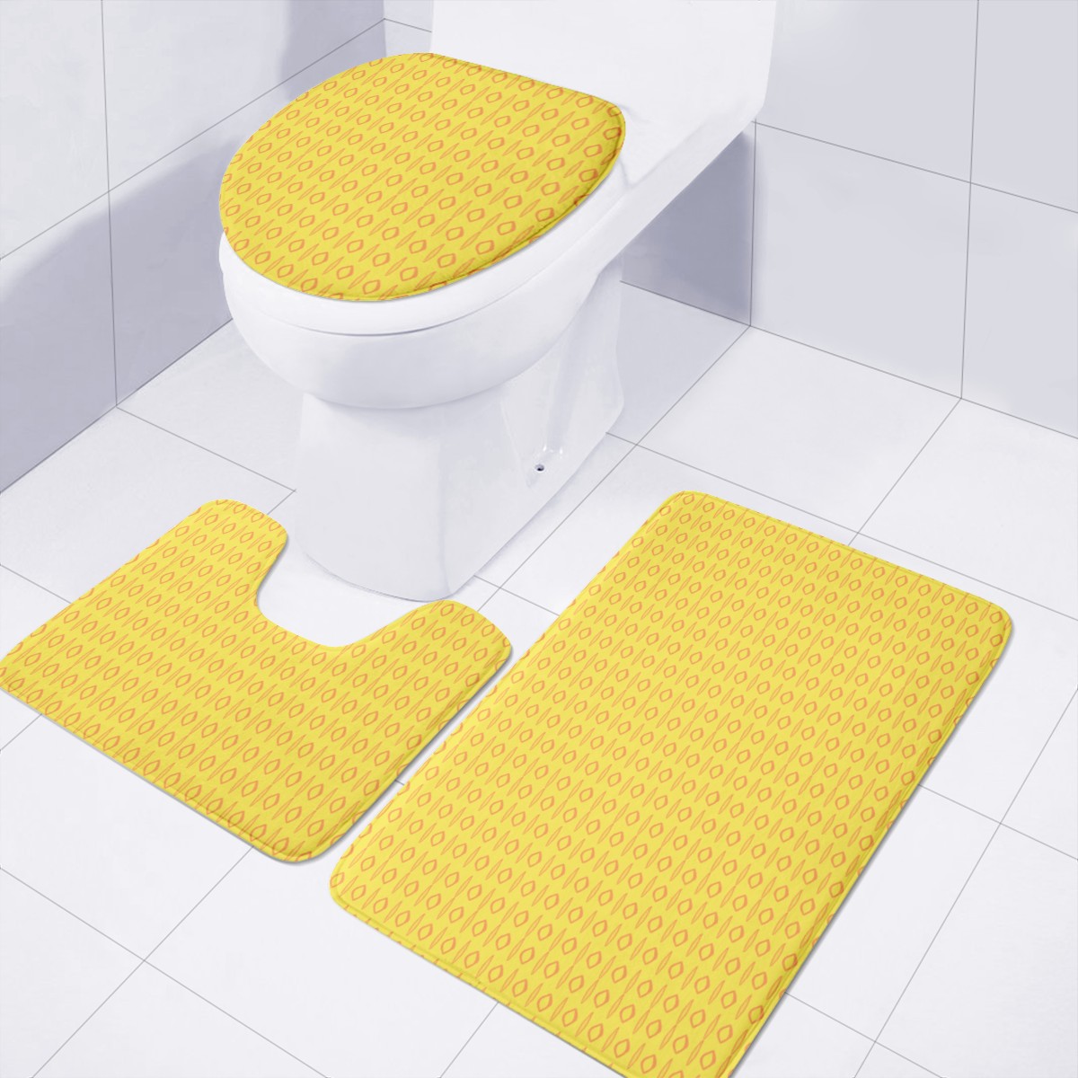 African Mud Print #14 Yellow Toilet Three Pieces Set