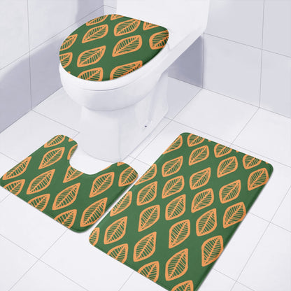 African Mud Cloth #16 Green and Orange Toilet Three Pieces Set