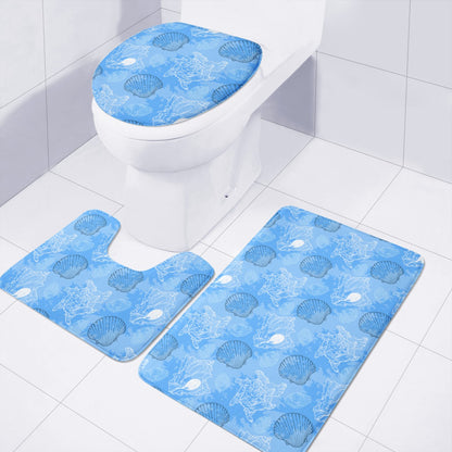 Blue Seashell Ocean Toilet Three Pieces Set