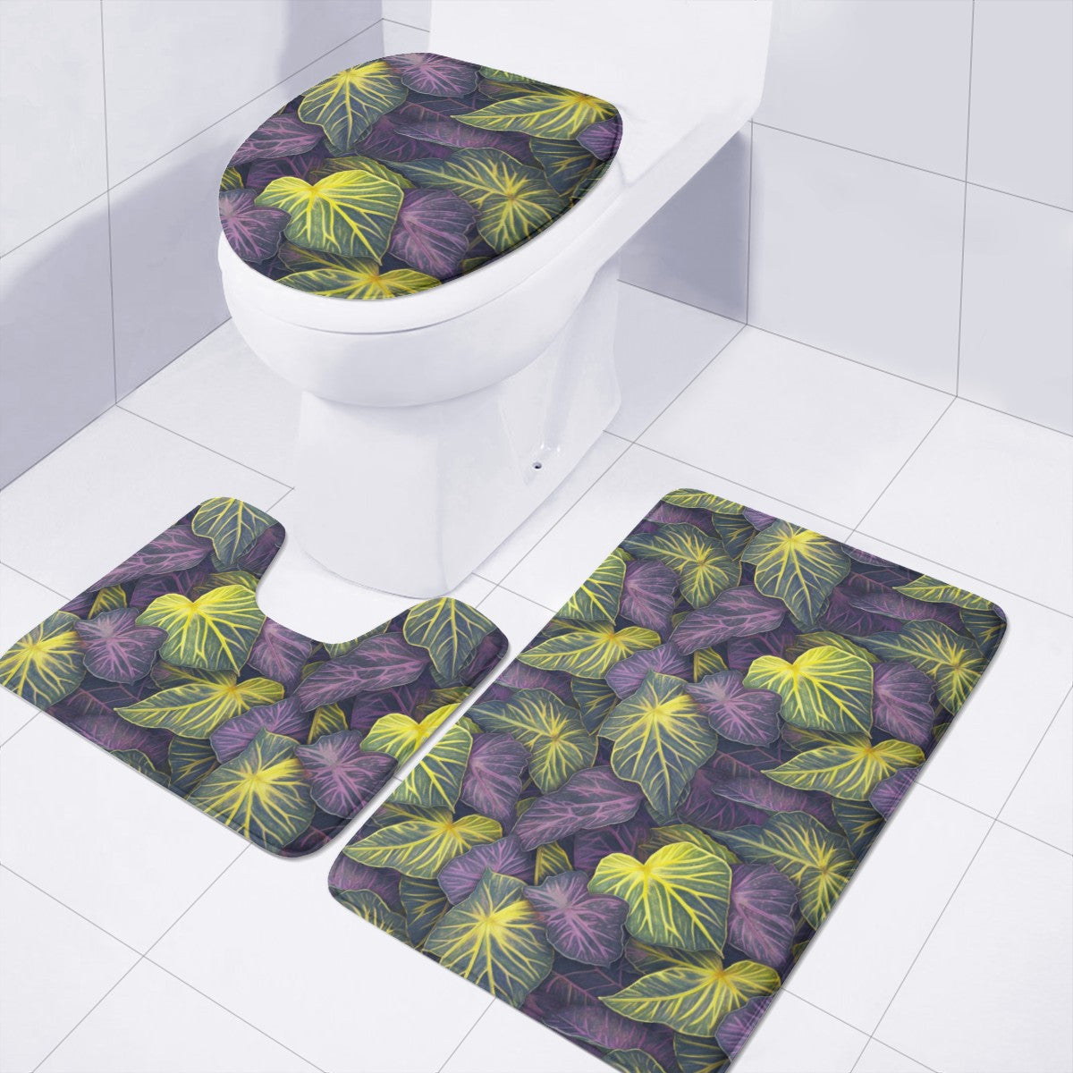 Luxtrini Iridescent Syngonium: Purple and Yellow Toilet Three Pieces Set