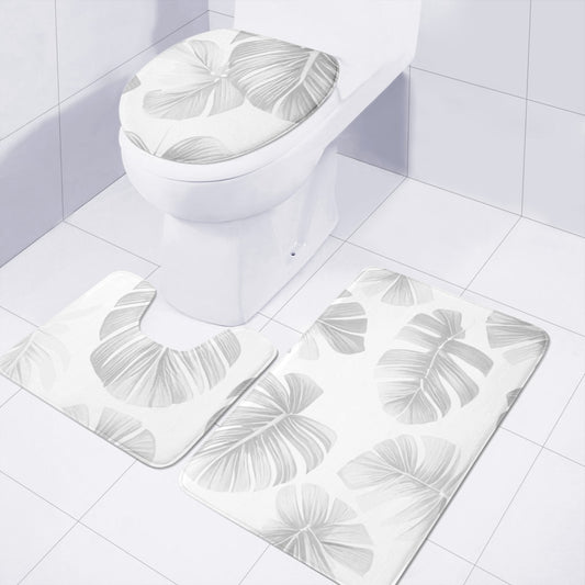 White Monstera Toilet Three Pieces Set