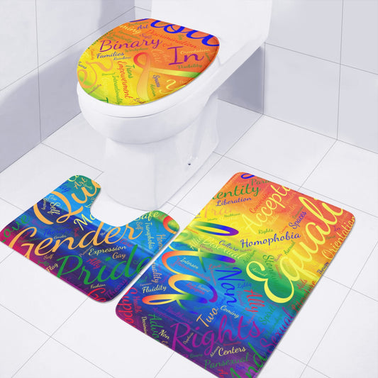 LGBTQ Word Cloud Toilet Three Pieces Set