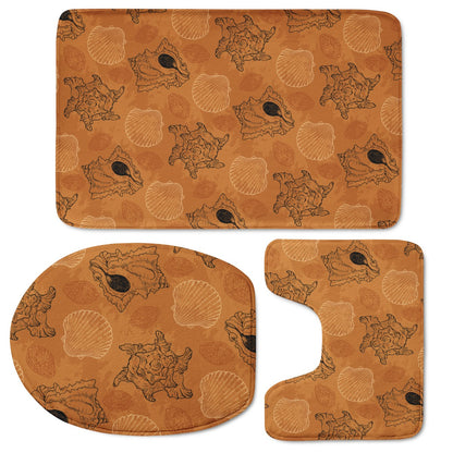 Sea Shell Ocean Design in Orange Toilet Three Pieces Set