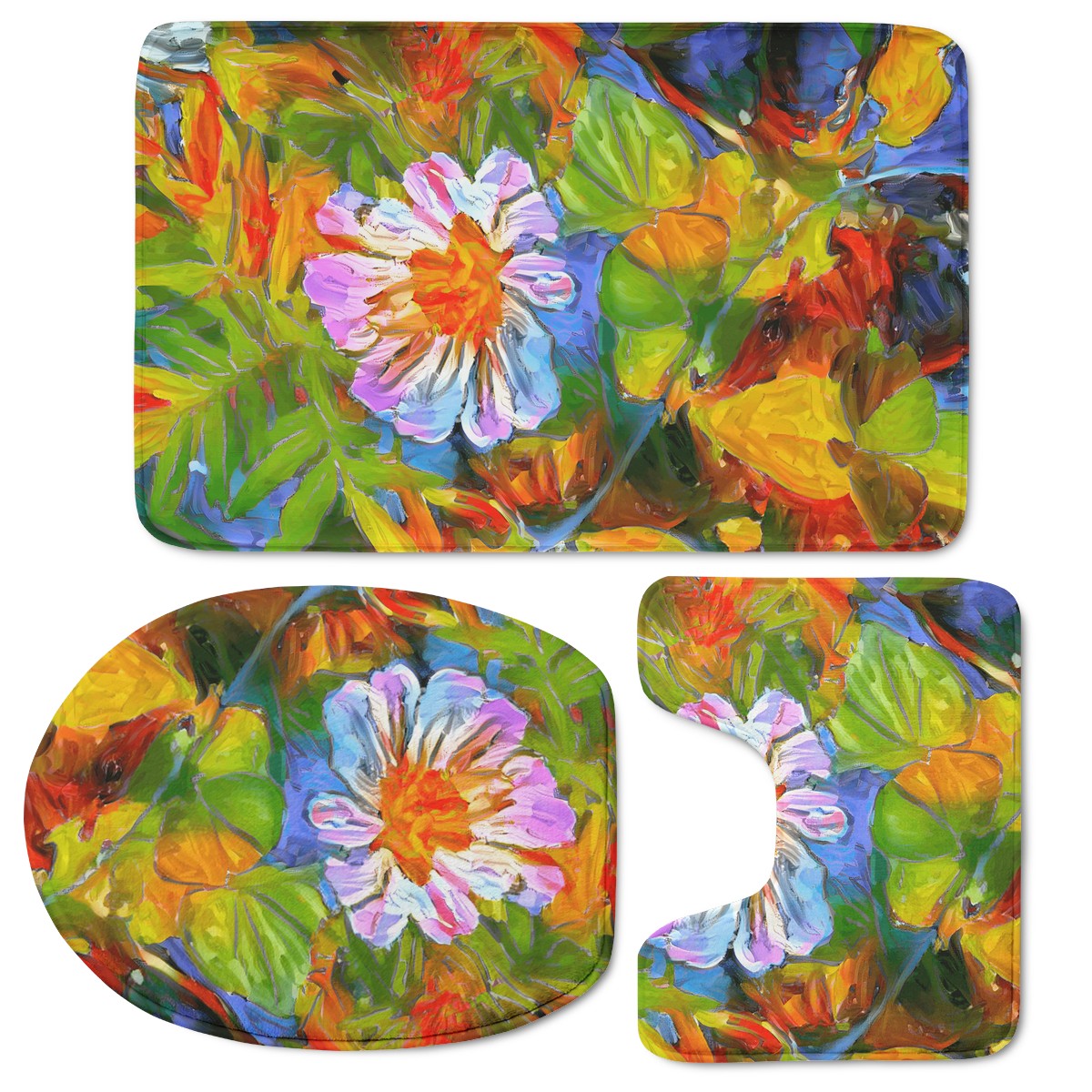 Petunia Flower Toilet Three Pieces Set