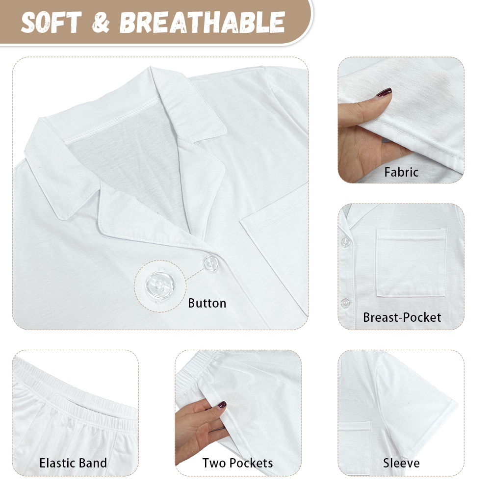 Women’s Short Sleeve Pajama Set – Rainbow Polka Dot Print with Pockets