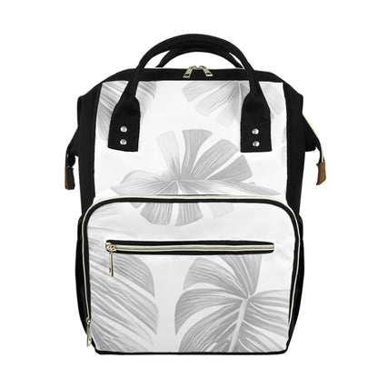 White Monstera Diaper Bag