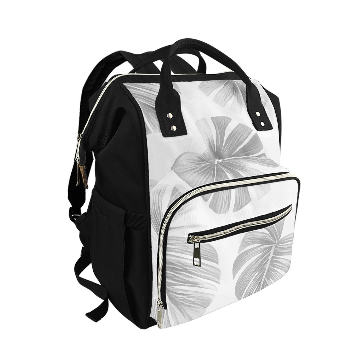 White Monstera Diaper Bag