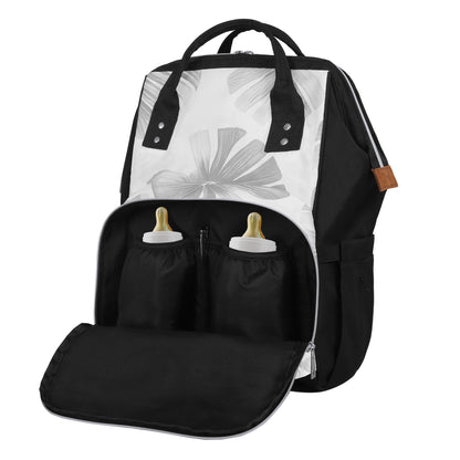 White Monstera Diaper Bag