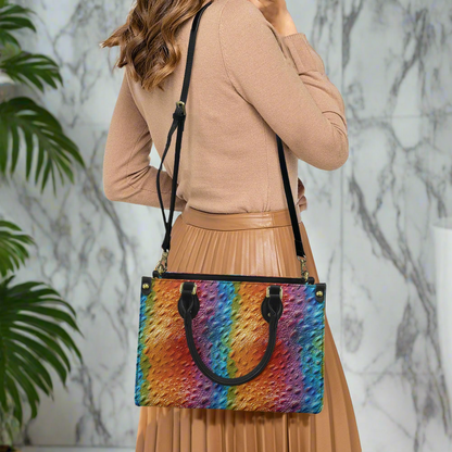 Unique Ostrich Rainbow Pride Women's PU Leather Twill Handbag