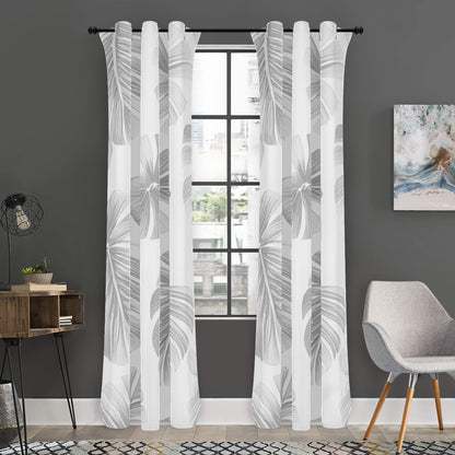 White Monstera Curtains - Long