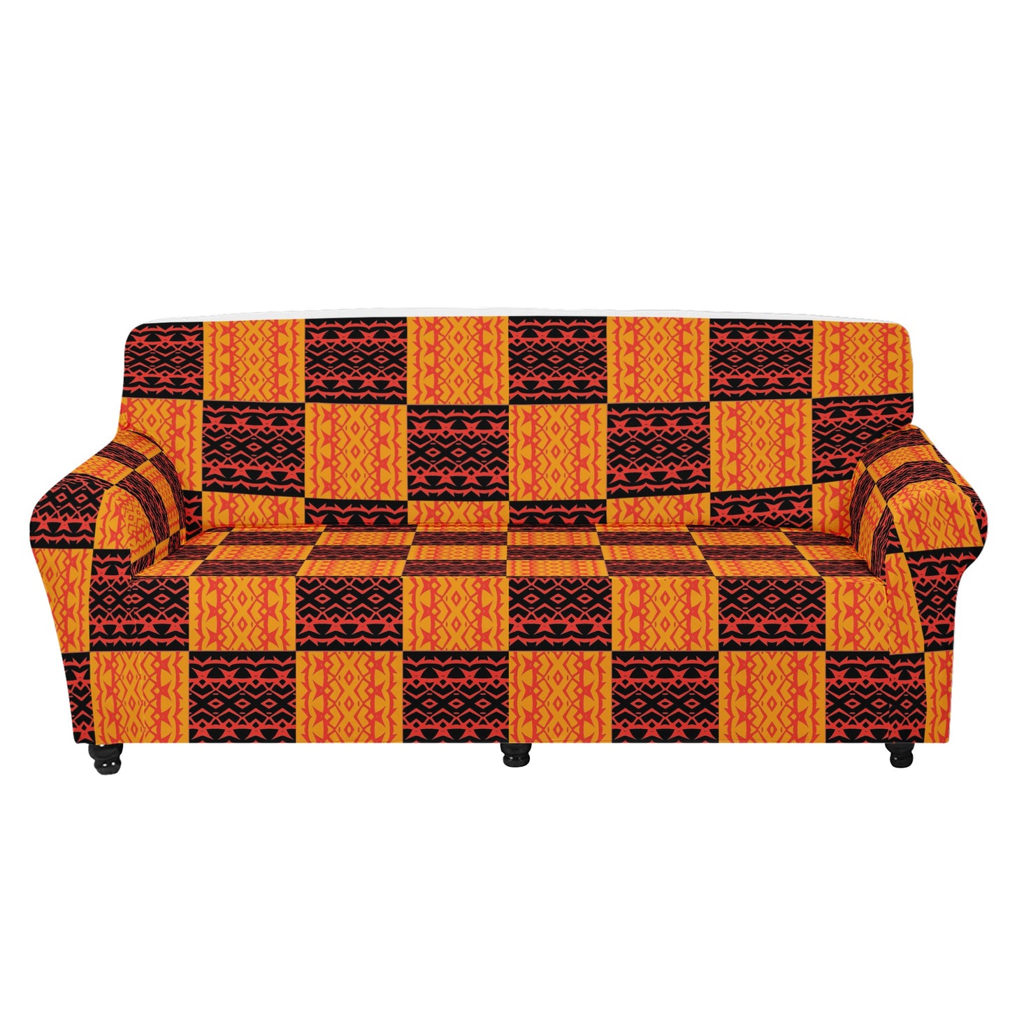 Black and Orange Tribal Design - Sofa Protector Cover L Size