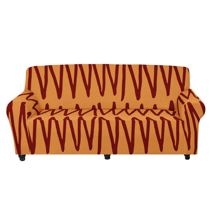 African Ethnic Mudcloth Orange Sofa Protector Cover L Size