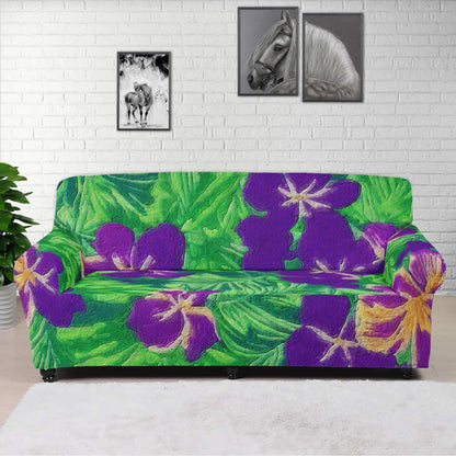 Blue Flag Iris on Green Sofa Protector Cover L Size