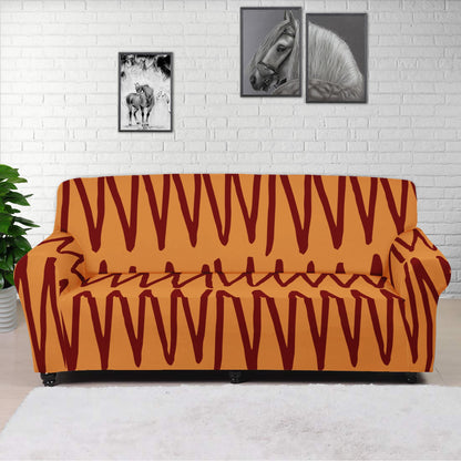 African Ethnic Mudcloth Orange Sofa Protector Cover L Size