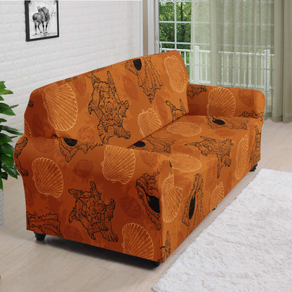 Sea Shell Ocean Design in Orange Sofa Protector Cover L Size