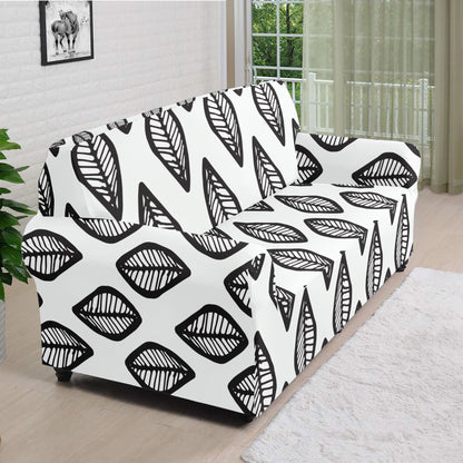 African Mud Print #16 Black and White Sofa Protector Cover L Size