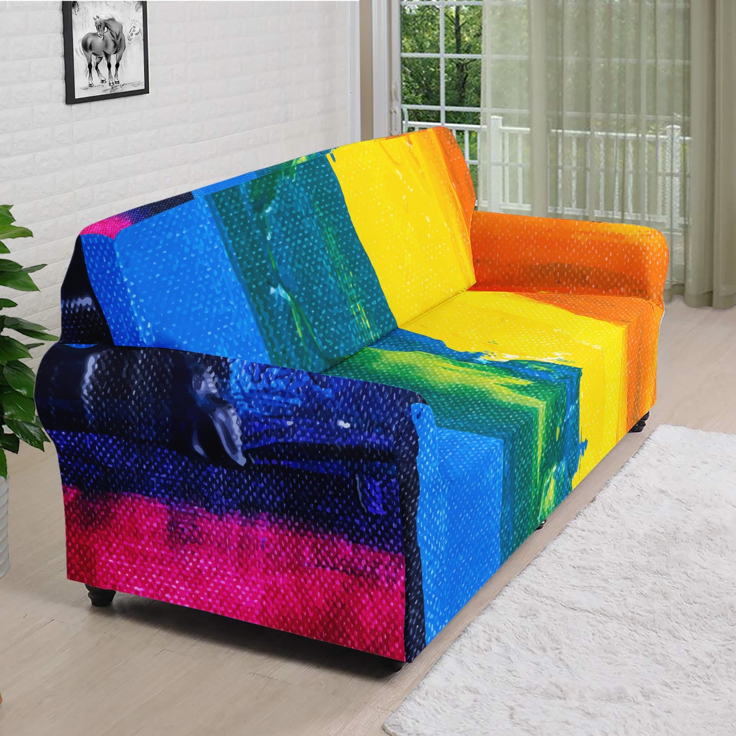 Rainbow Painting Sofa Protector Cover L Size