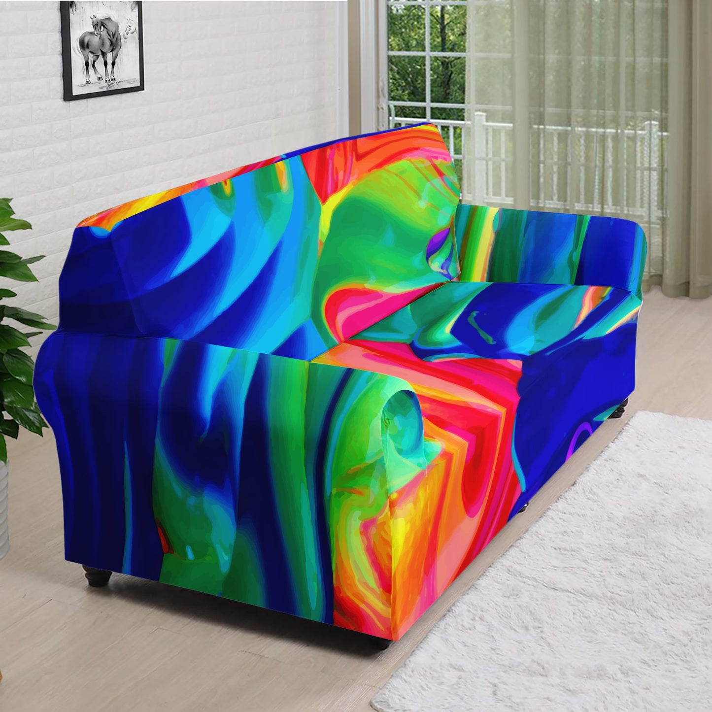 Rainbow Confusion Sofa Protector Cover L Size