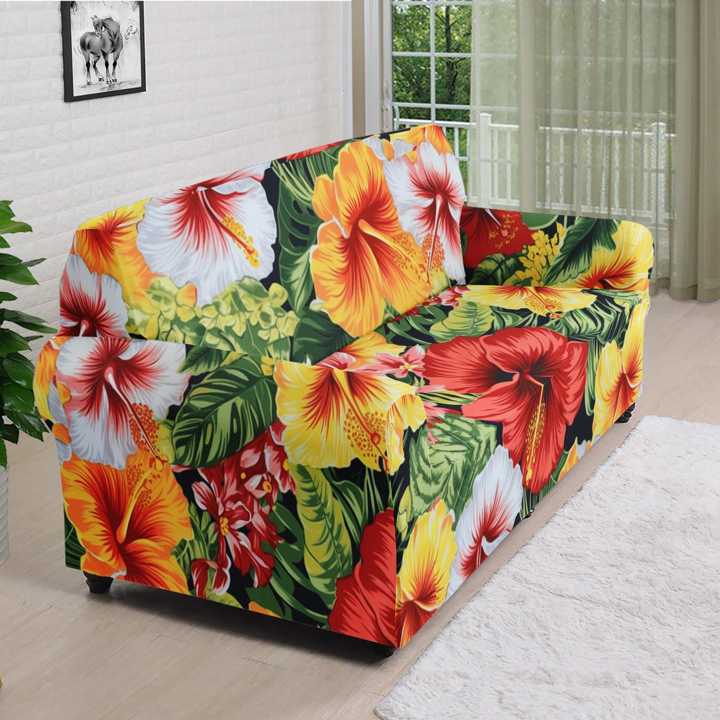 Hibiscus Sofa Protector Cover L Size