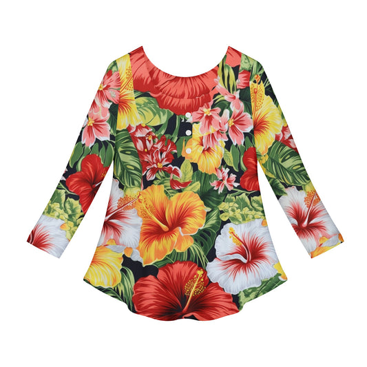 Hibiscus Women Long Sleeve Shirt