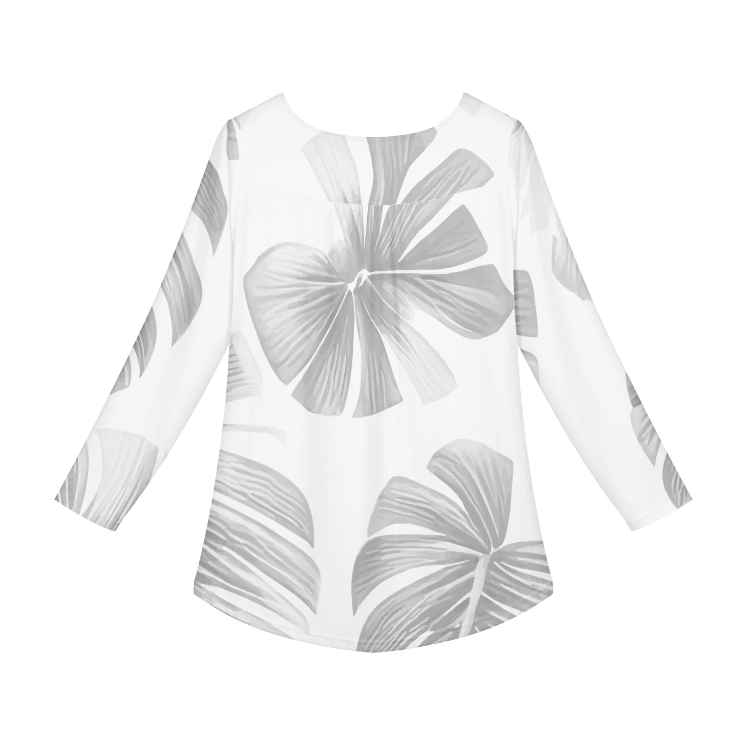 White Monstera Women Long Sleeve Shirt