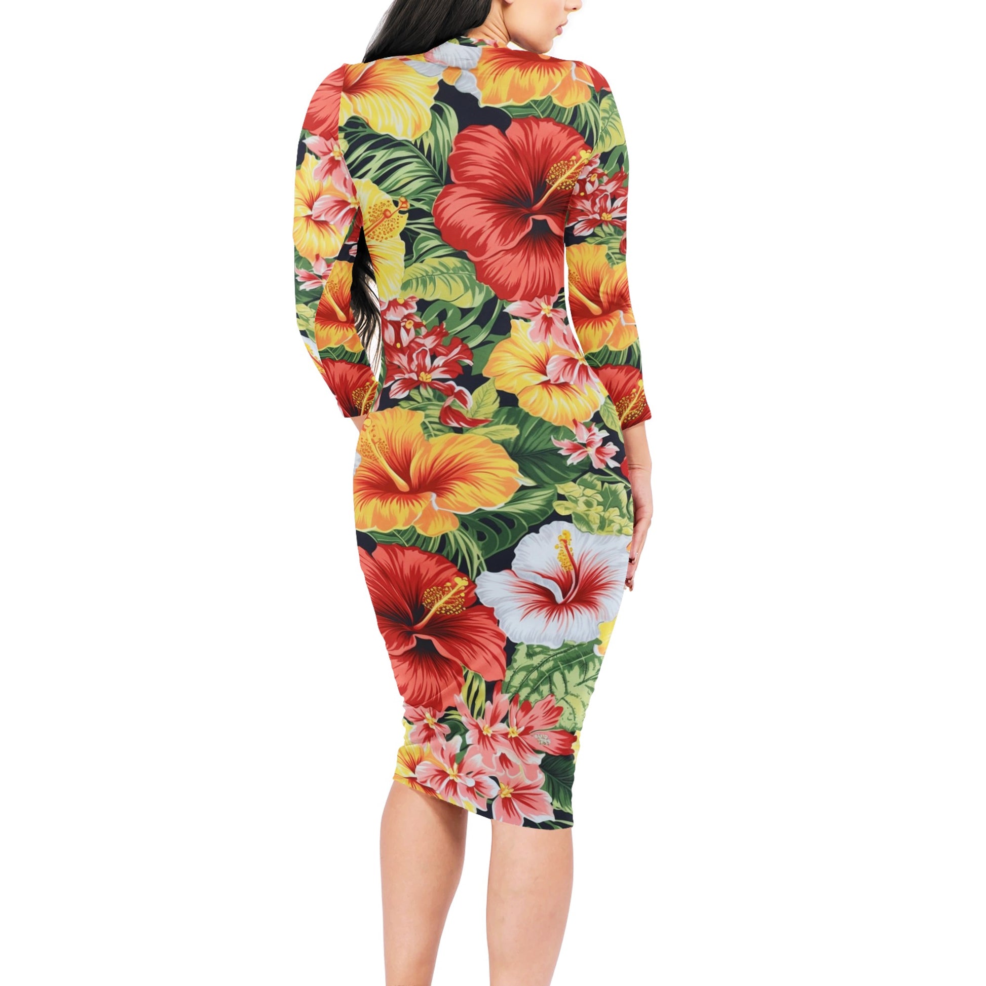Hibiscus Women Bodycon Midi Sheath Dress