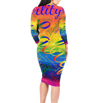 LGBTQ Word Cloud Women Bodycon Midi Sheath Dress