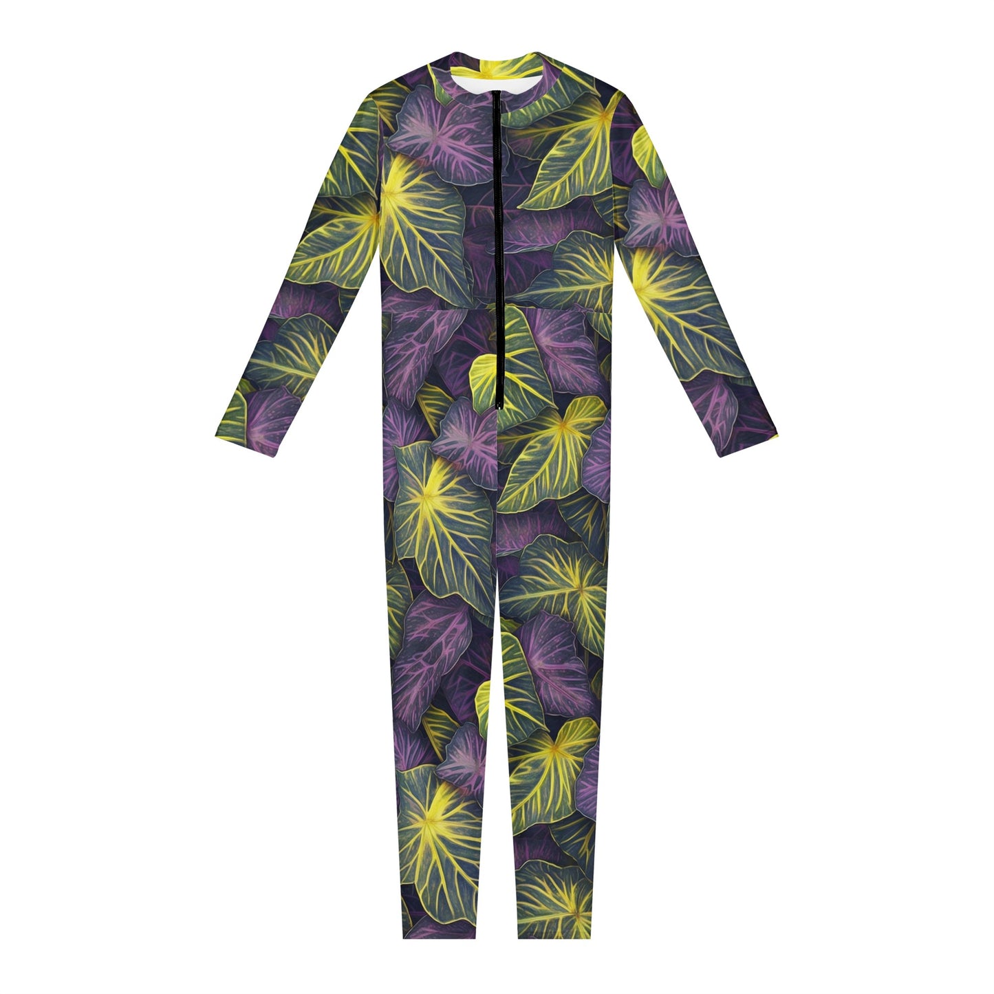 Luxtrini Iridescent Syngonium: Purple and Yellow Women Jumpsuit